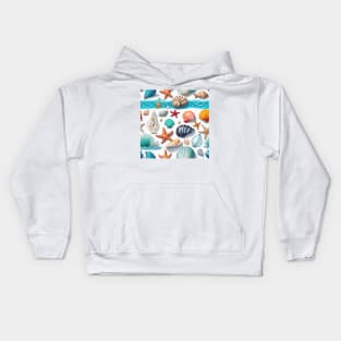 Nautical Whimsy: Beach Seashells and Starfish Kids Hoodie